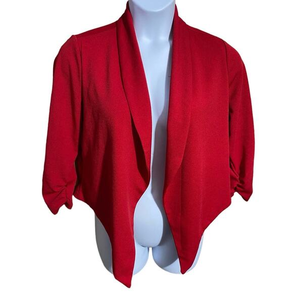 Hybrid red angled open front blazer with touched 3/4 sleeves - women’s XL - Picture 1 of 4